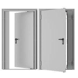 Дверь DoorHan/1350/2050/Противопож.EI60/двухств./глухая/глад./глад./RAL7035/лев./угл. рама, DPG60/1350/2050/7035/L/N